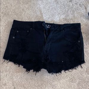 Black denim shorts